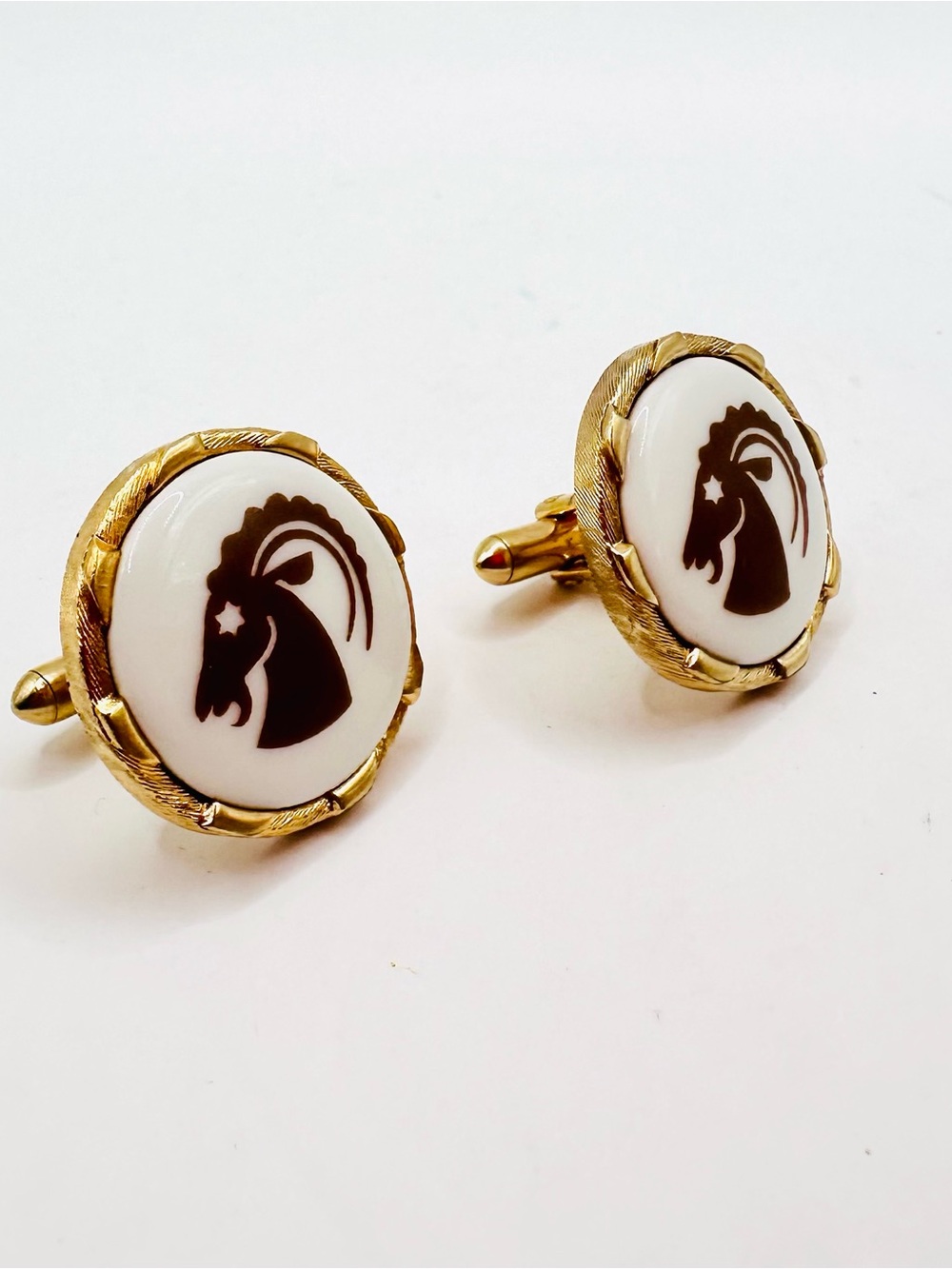Vintage Royal Copenhagen Swank Horse Porcelain Cufflinks Denmark